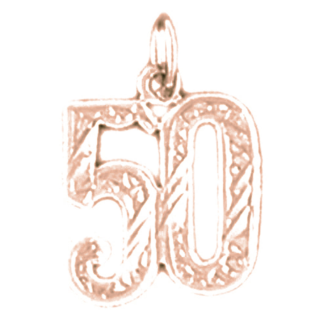 14K or 18K Gold Number Fifty, #50 Pendant