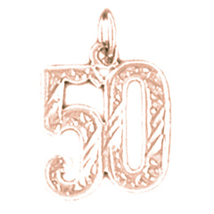 14K or 18K Gold Number Fifty, #50 Pendant