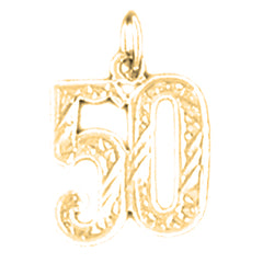 14K or 18K Gold Number Fifty, #50 Pendant