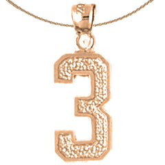 14K or 18K Gold Three, #3 Pendant