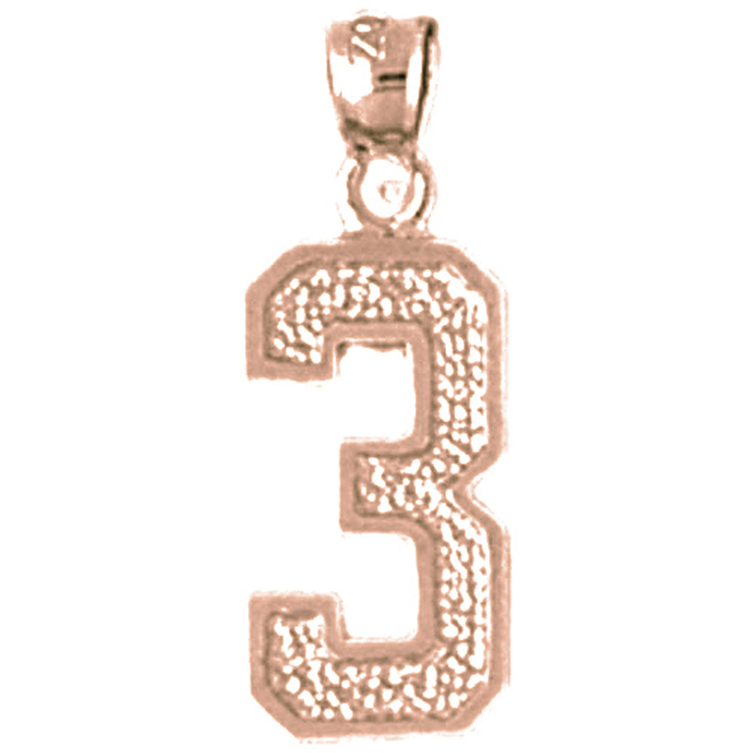 14K or 18K Gold Three, #3 Pendant