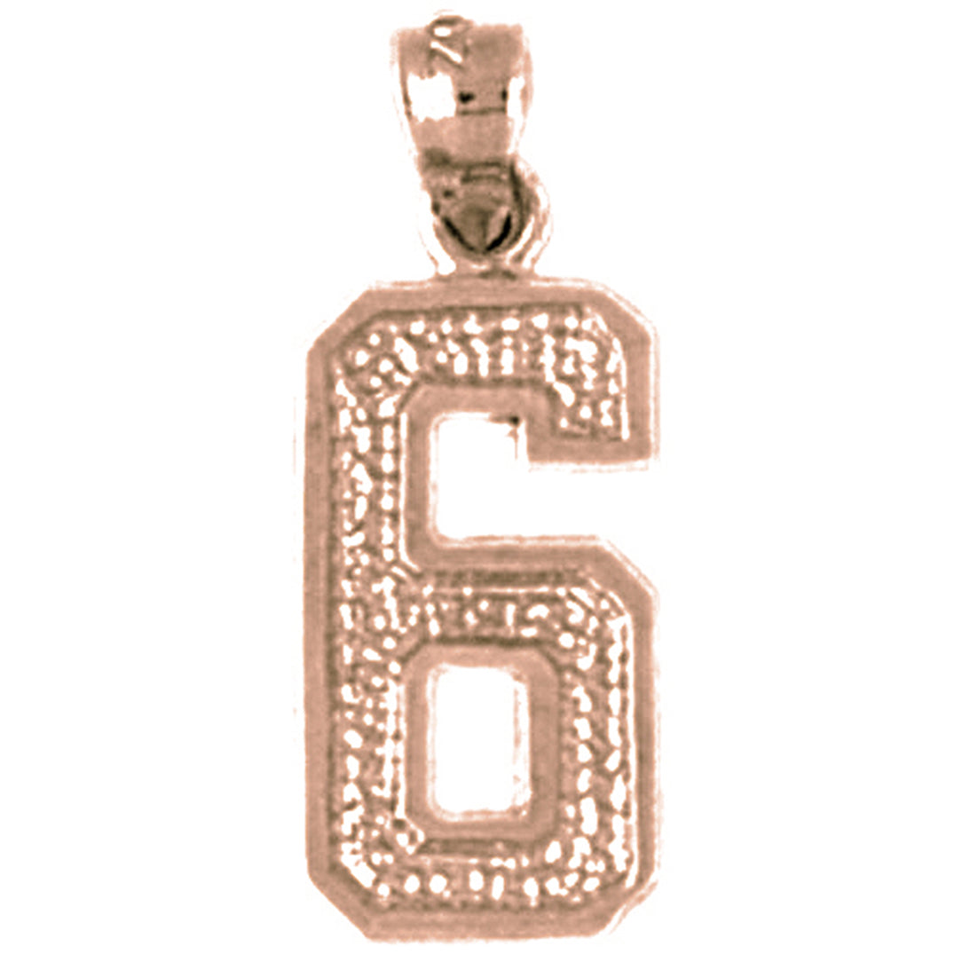 14K or 18K Gold Six, #6 Pendant