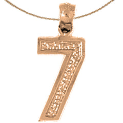 14K oder 18K Gold Sieben, #7 Anhänger