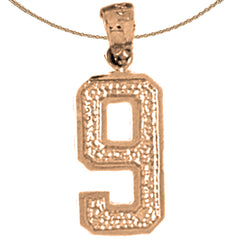 14K oder 18K Gold Neun, #9 Anhänger