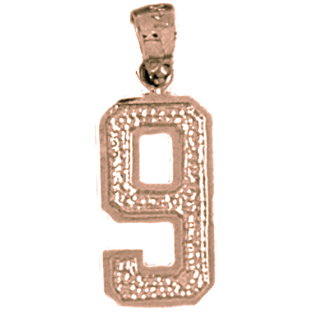 14K or 18K Gold Nine, #9 Pendant