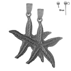 Sterling Silver 33mm Starfish Earrings (White or Yellow Gold Plated)