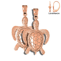 14K oder 18K Gold 35mm Schildkröten Ohrringe