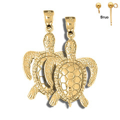 14K oder 18K Gold 35mm Schildkröten Ohrringe