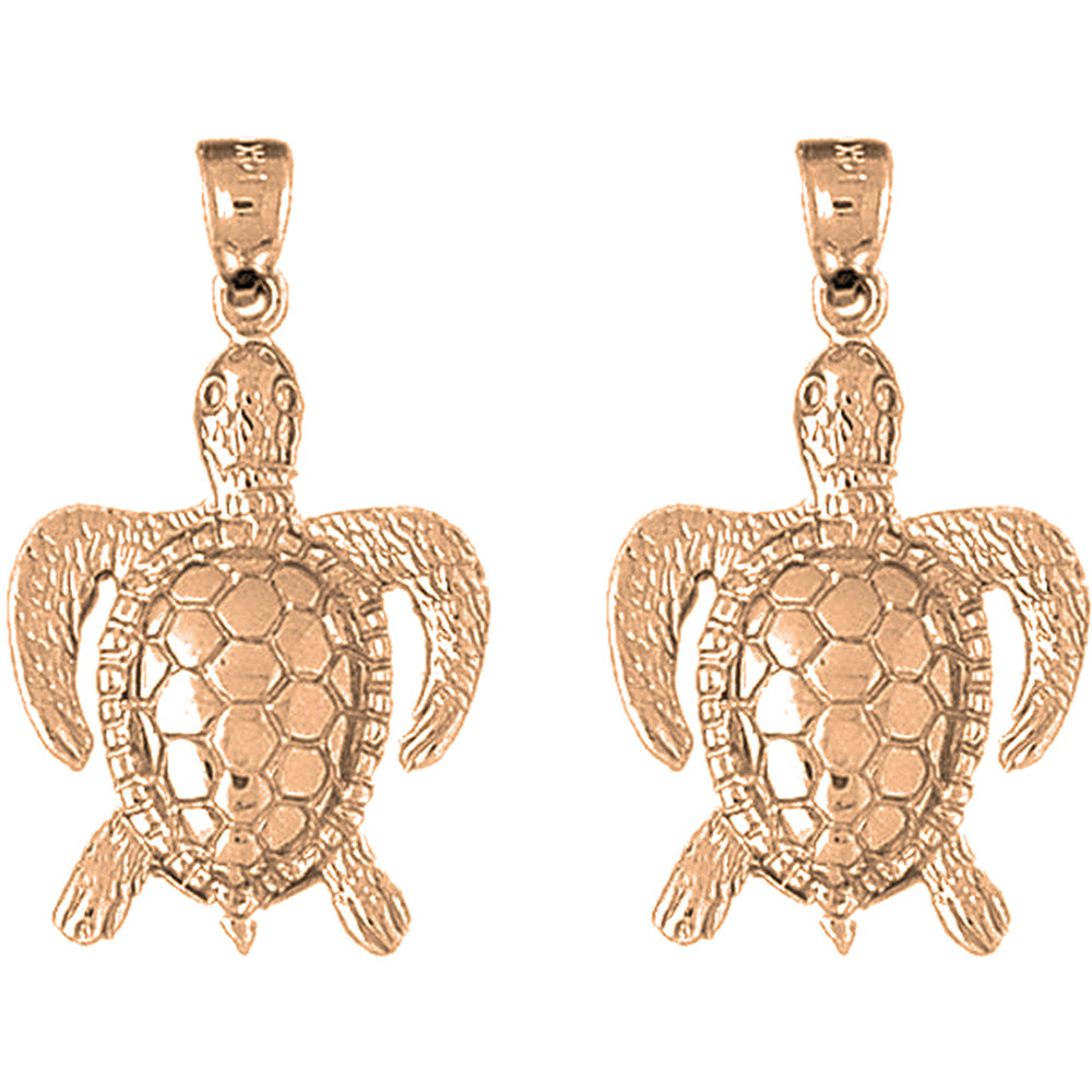 14K or 18K Gold 35mm Turtles Earrings