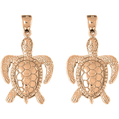 14K or 18K Gold 35mm Turtles Earrings
