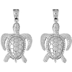 Sterling Silver 35mm Turtles Earrings