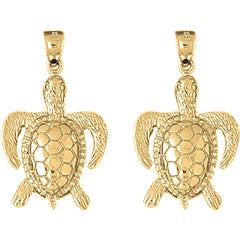 Yellow Gold-plated Silver 35mm Turtles Earrings
