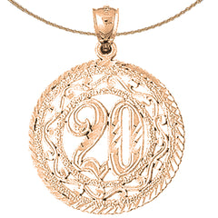 10K, 14K or 18K Gold Bezeled #20, Twenty Pendant