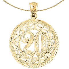 10K, 14K or 18K Gold Bezeled #20, Twenty Pendant