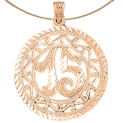 10K, 14K oder 18K Gold Einfassung #15, Fünfzehn Anhänger