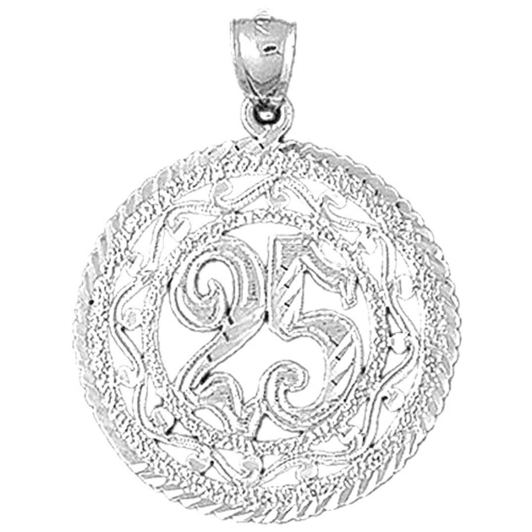 10K, 14K or 18K Gold Bezeled #25, Twenty Five Pendant