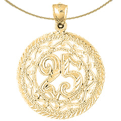 10K, 14K or 18K Gold Bezeled #25, Twenty Five Pendant