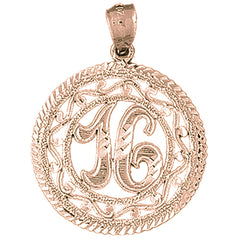 10K, 14K or 18K Gold Bezeled #16, Sixteen Pendant