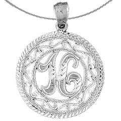 10K, 14K or 18K Gold Bezeled #16, Sixteen Pendant