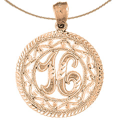 10K, 14K or 18K Gold Bezeled #16, Sixteen Pendant