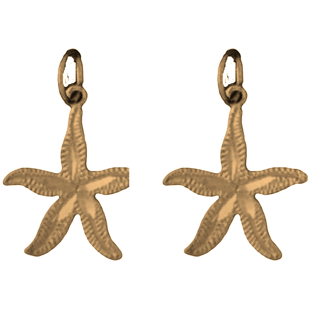 14K or 18K Gold 22mm Starfish Earrings