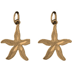 14K or 18K Gold 22mm Starfish Earrings