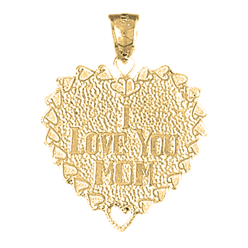 10K, 14K or 18K Gold I Love You Mom Pendant