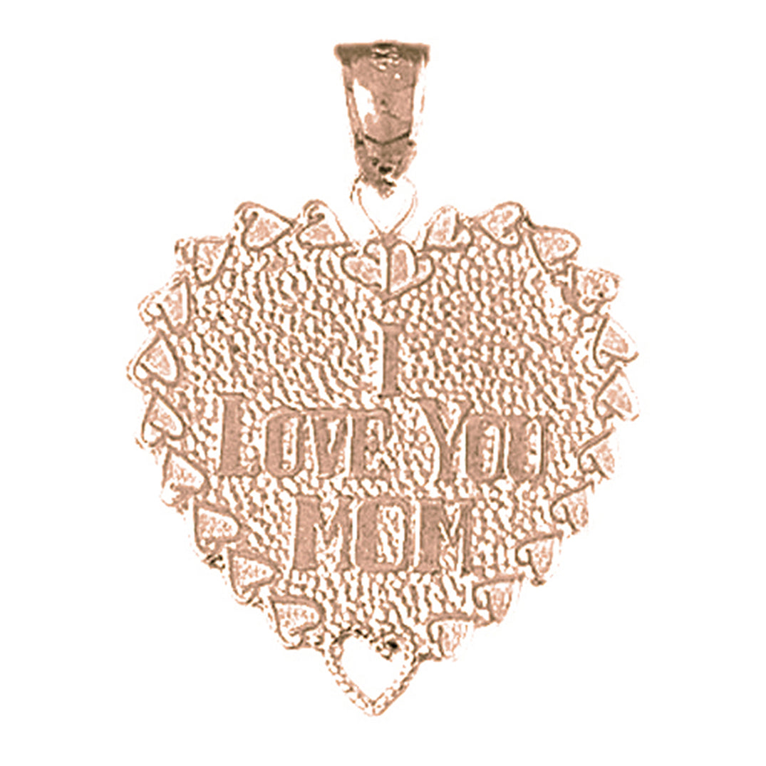 10K, 14K or 18K Gold I Love You Mom Pendant