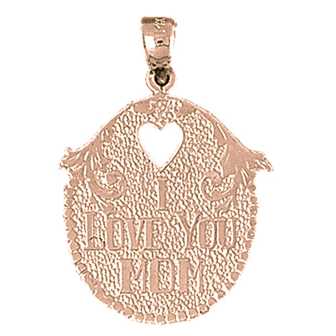 10K, 14K or 18K Gold I Love You Mom Pendant