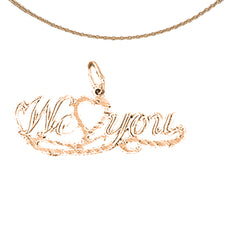 14K oder 18K Goldanhänger „Wir lieben dich“