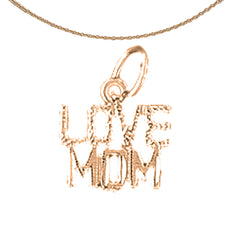 14K oder 18K Gold Love Mom Anhänger