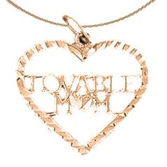 Colgante de mamá adorable de oro de 14 quilates o 18 quilates