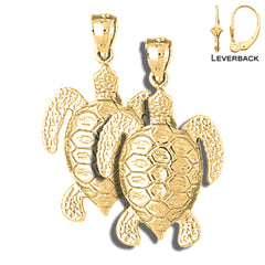 Pendientes Tortugas de Oro de 14K o 18K de 30mm
