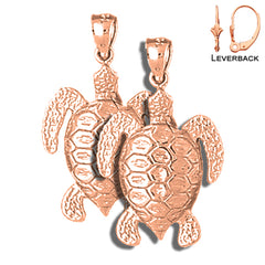 Pendientes Tortugas de Oro de 14K o 18K de 30mm