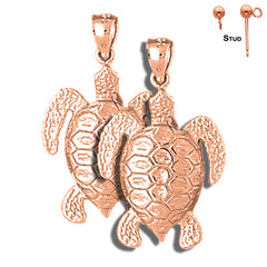 Pendientes Tortugas de Oro de 14K o 18K de 30mm