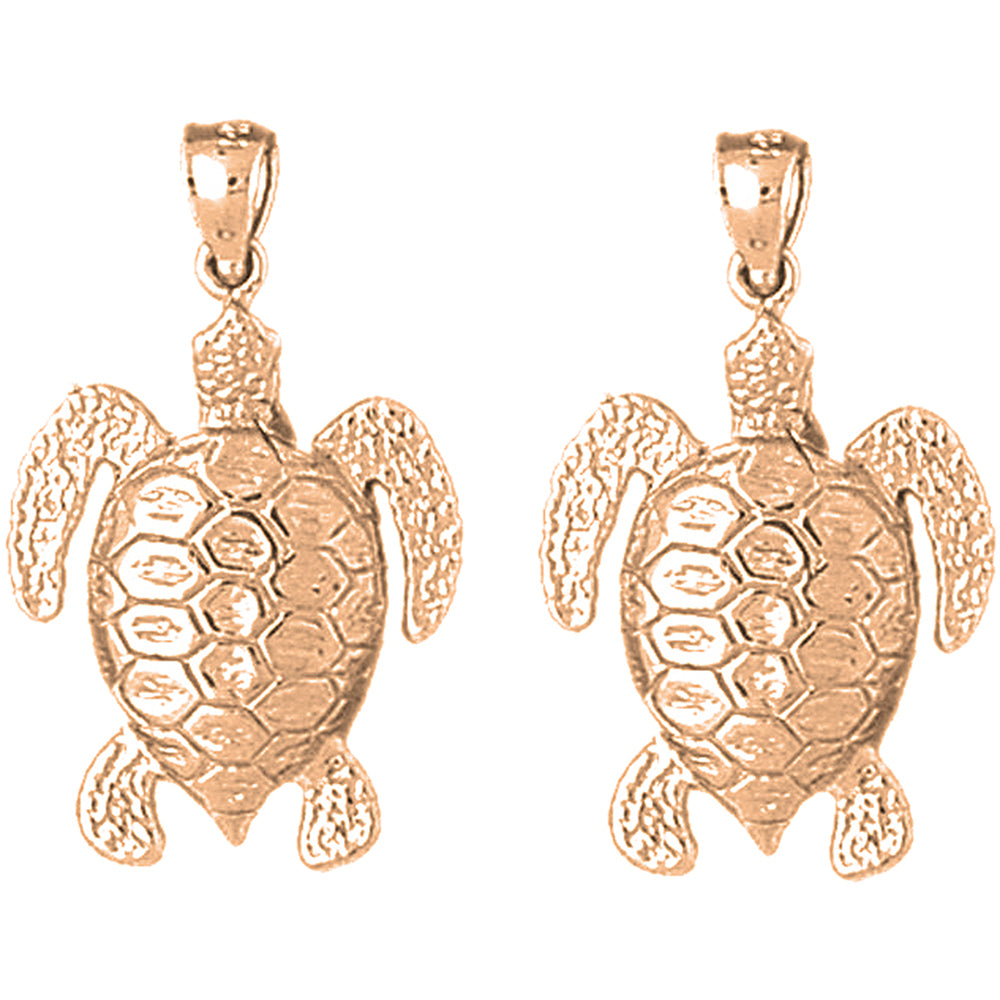 14K or 18K Gold 30mm Turtles Earrings