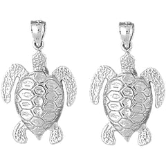 Sterling Silver 30mm Turtles Earrings