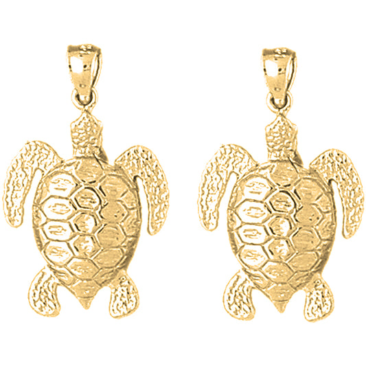 14K or 18K Gold 30mm Turtles Earrings