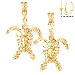 14K oder 18K Gold 30mm Schildkröten Ohrringe