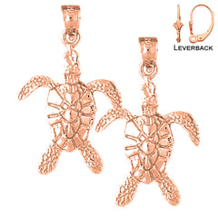 14K oder 18K Gold 30mm Schildkröten Ohrringe