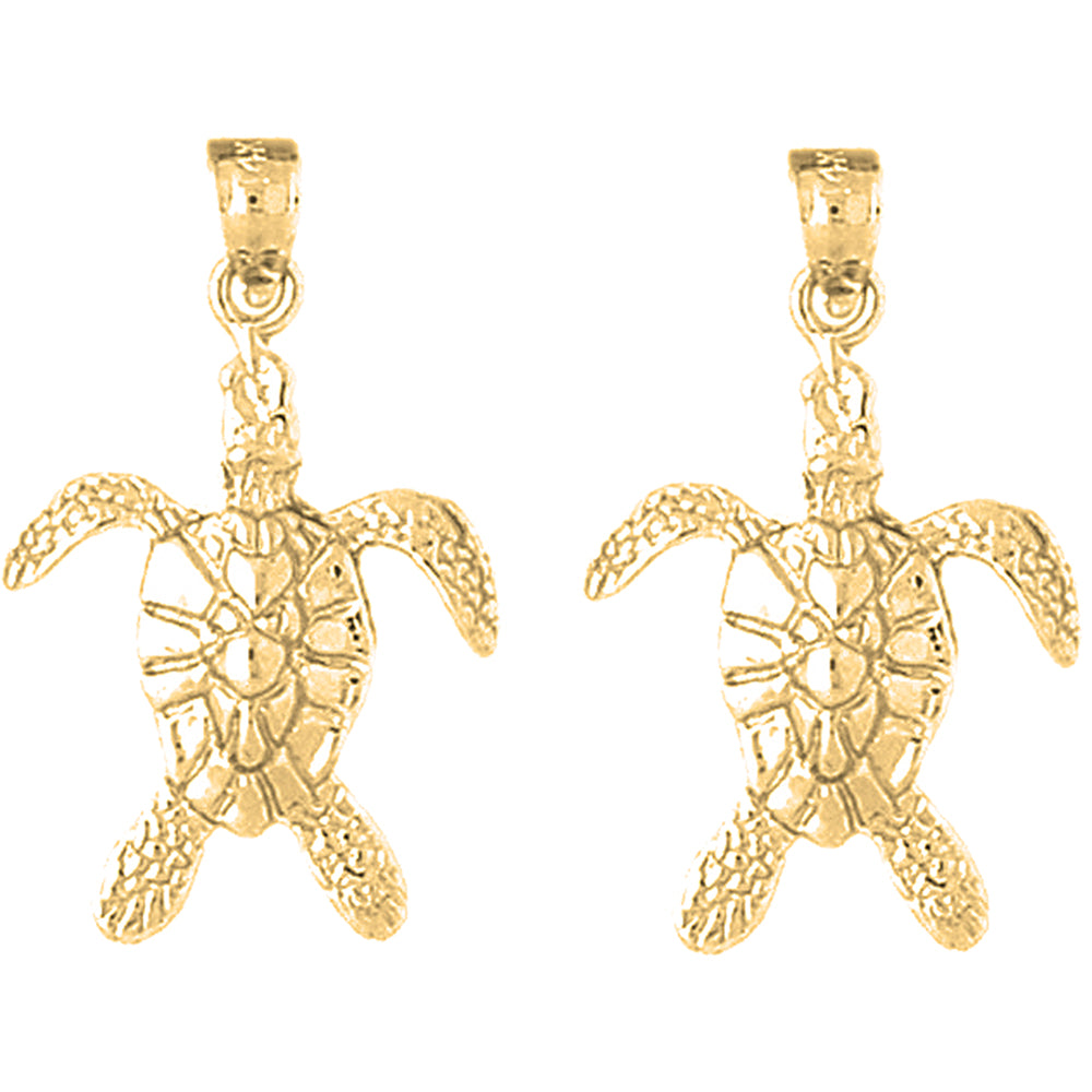 Yellow Gold-plated Silver 30mm Turtles Earrings