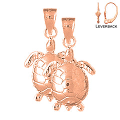 14K oder 18K Gold 27mm Schildkröten Ohrringe