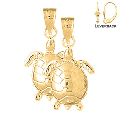 14K oder 18K Gold 27mm Schildkröten Ohrringe