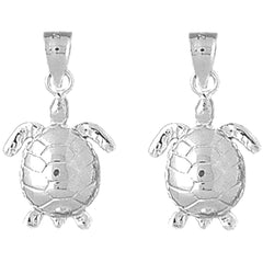Sterling Silver 27mm Turtles Earrings