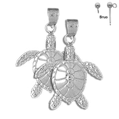 Pendientes Tortugas de Oro de 14K o 18K de 33mm