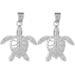 Sterling Silver 33mm Turtles Earrings