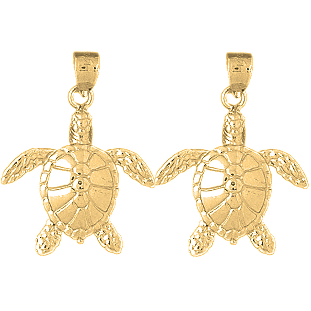 Yellow Gold-plated Silver 33mm Turtles Earrings