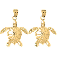 Yellow Gold-plated Silver 33mm Turtles Earrings
