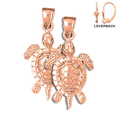 14K oder 18K Gold 30mm Schildkröten Ohrringe