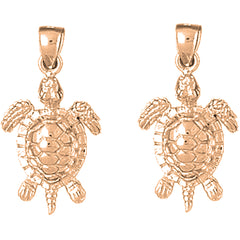 14K or 18K Gold 30mm Turtles Earrings